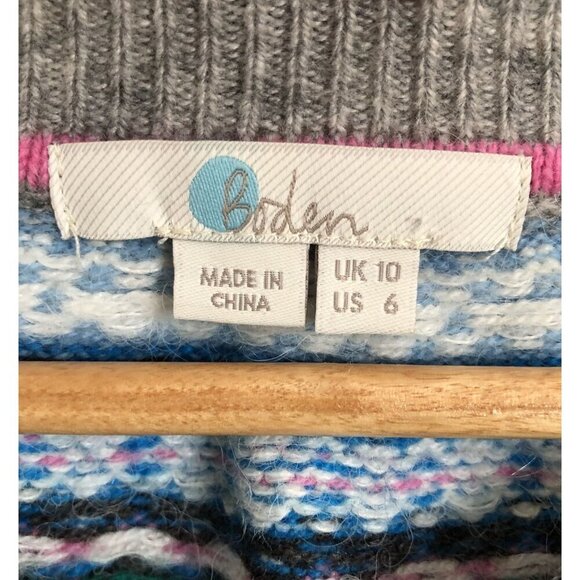 Boden Knit Fair Isle Sweater Dress Womens Size 6 Wool Blend Holiday Winter - Picture 3 of 8